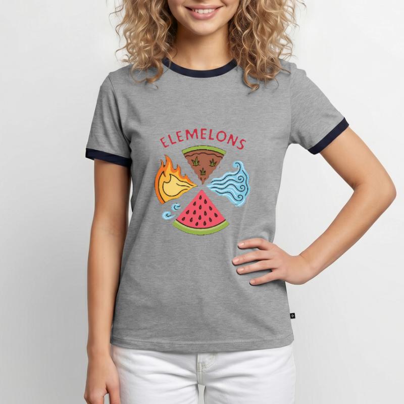 Elemelons Conception élémentaire de pastèque T-shirt contrasté Homme