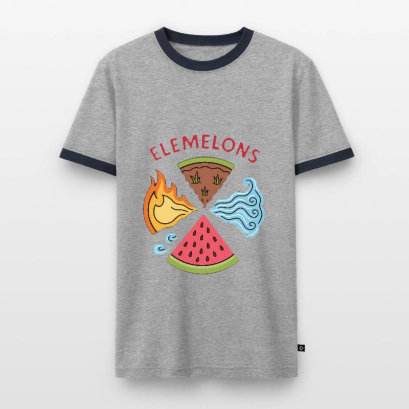 Elemelons Conception élémentaire de pastèque T-shirt contrasté Homme
