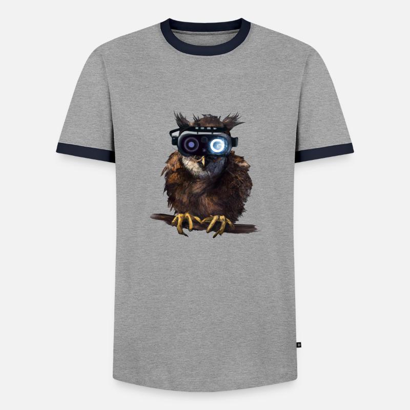 Eule_01 - Men's Ringer Shirt - grey/navy 