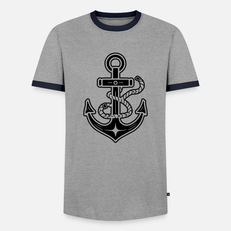 Anker Boot Schiff Nautik - Männer Kontrast-T-Shirt - Grau/Navy