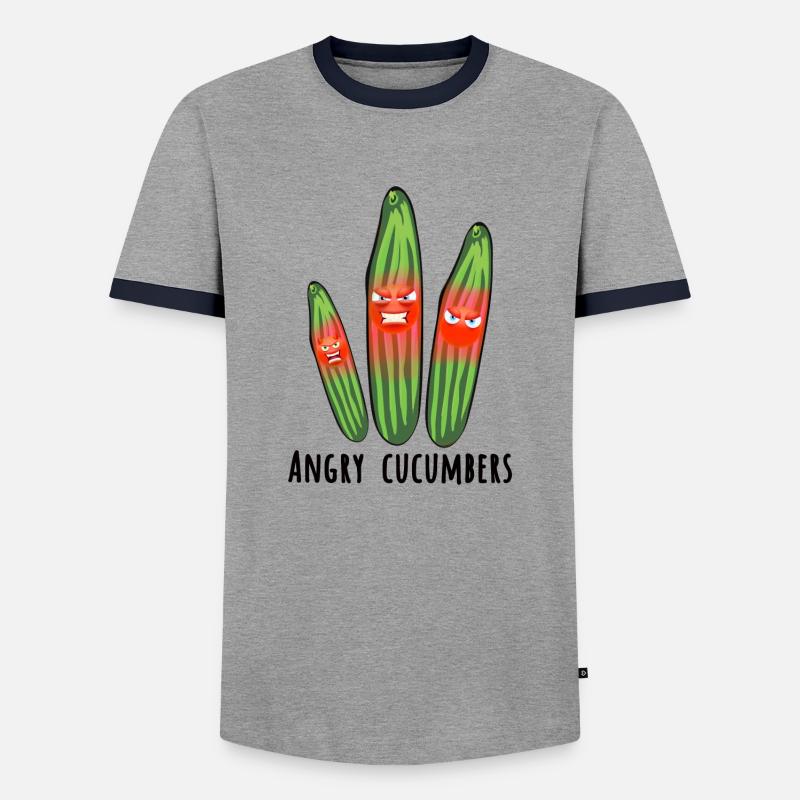 Angry cucumbers,cucumber,angry,comic - Männer Kontrast-T-Shirt - Grau/Navy 