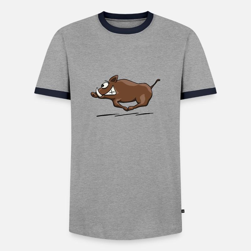Wildschwein sauwild - Männer Kontrast-T-Shirt - Grau/Navy 