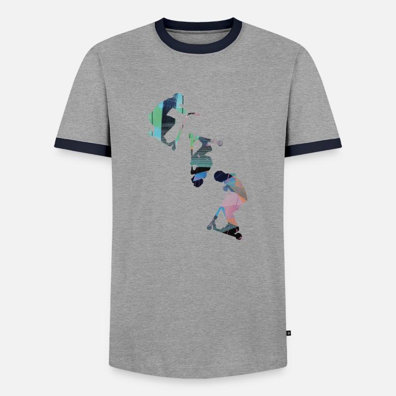 Stuntscooter,Trickscooter,tricks,stunt,e-scooter - Männer Kontrast-T-Shirt - Grau/Navy 