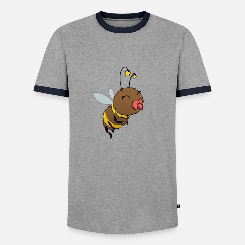 Cute Bumblebee Pacifier - Men's Ringer Shirt - grey/navy 
