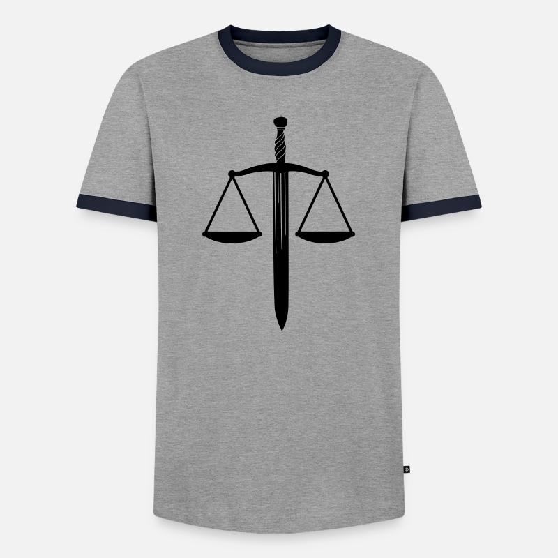 Dish scale with sword - Men's Ringer Shirt - grey/navy