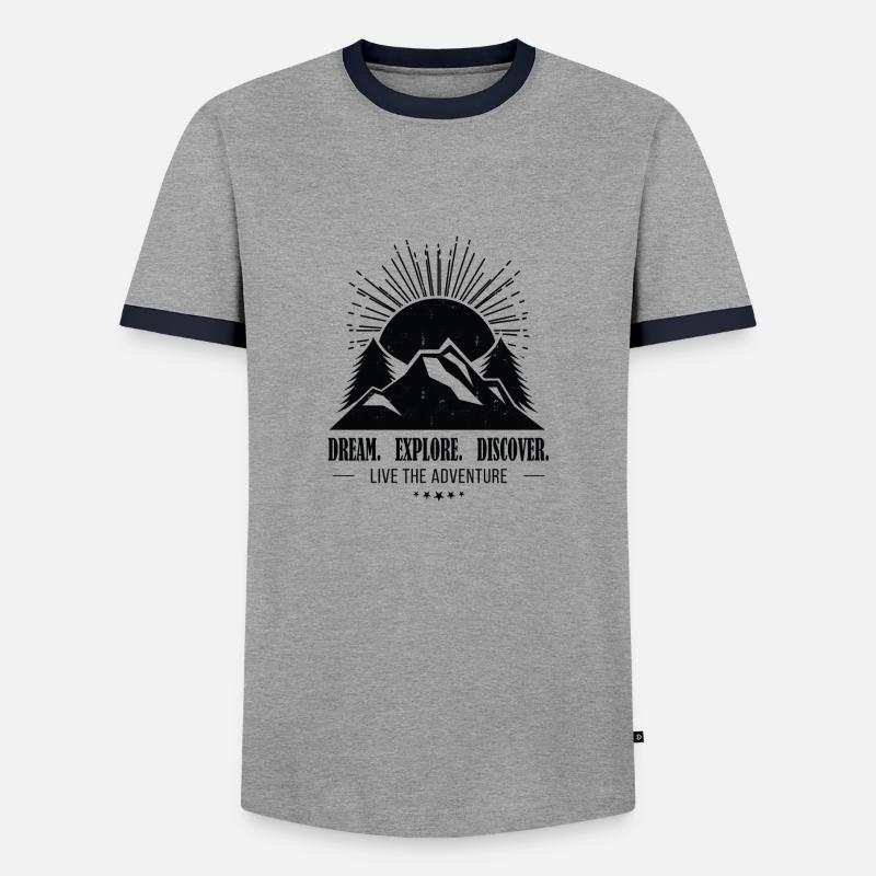 Dream - Explore - Discover - Männer Kontrast-T-Shirt - Grau/Navy