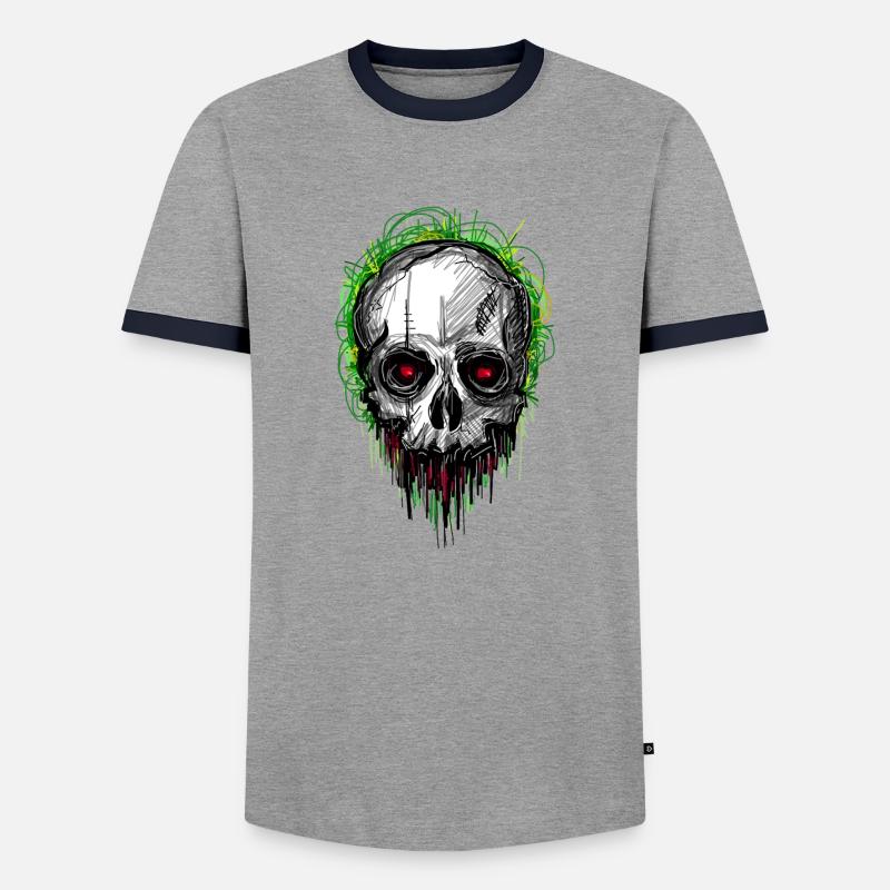 skull_scribble - Männer Kontrast-T-Shirt - Grau/Navy 