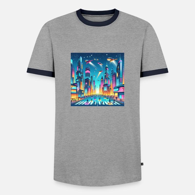 Next Time - Men's Ringer Shirt - grey/navy