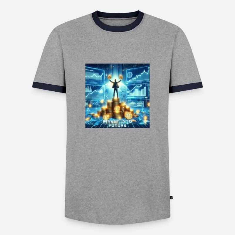Bitcoin Krypto - Männer Kontrast-T-Shirt - Grau/Navy 