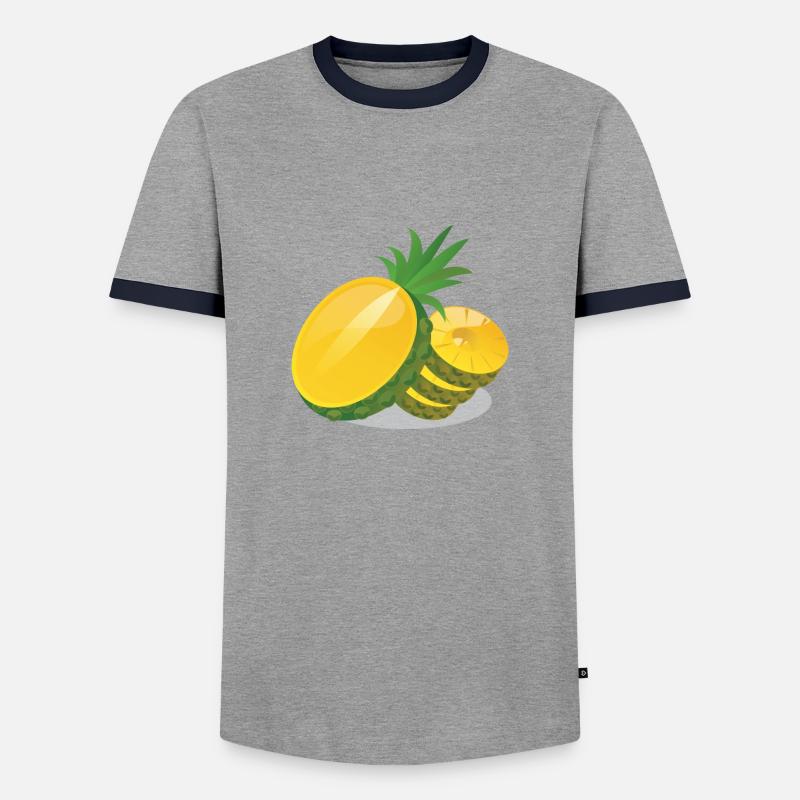 Pineapple in slices - Men's Ringer Shirt - grey/navy 