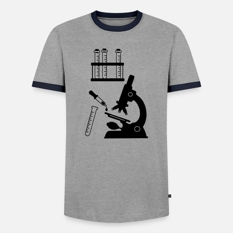 Microscope Laboratory Research - Men's Ringer Shirt - grey/navy 