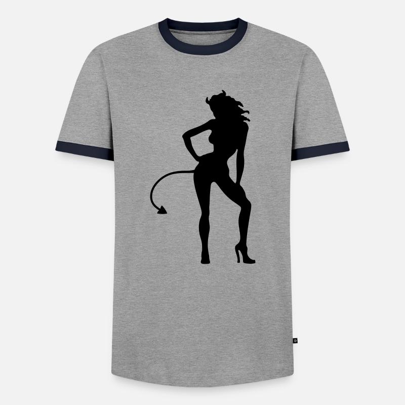 Teufelin - Devil - Männer Kontrast-T-Shirt - Grau/Navy 