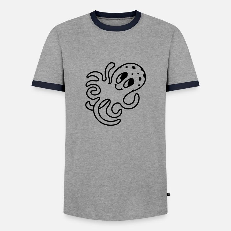 Krake - Line - Männer Kontrast-T-Shirt - Grau/Navy 