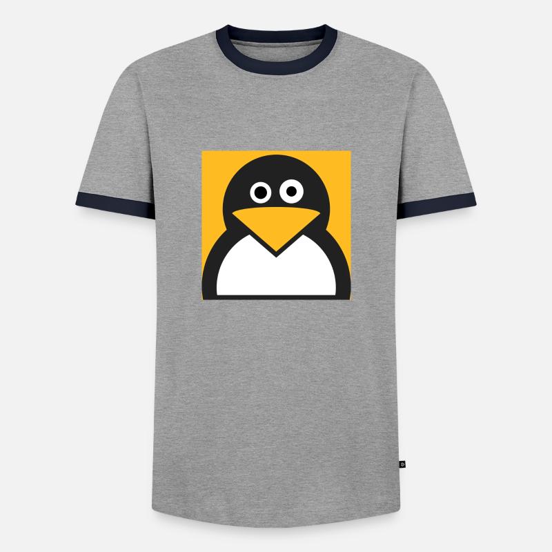 Linux Pinguin - Männer Kontrast-T-Shirt - Grau/Navy 