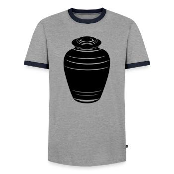 Cendres d’urne - T-shirt contrasté Homme - gris/marine  - Devant - AI Model Female 172 light (172cm) & AI Model Male 178 light (178cm)