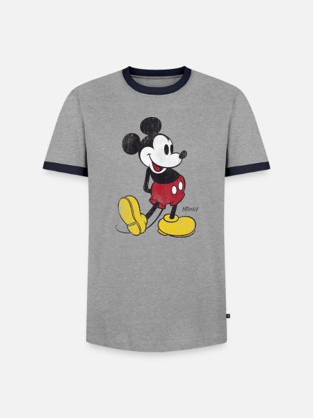 Mickey & Minnie Klassisches Mickey Motiv - Männer Kontrast-T-Shirt - Grau/Navy