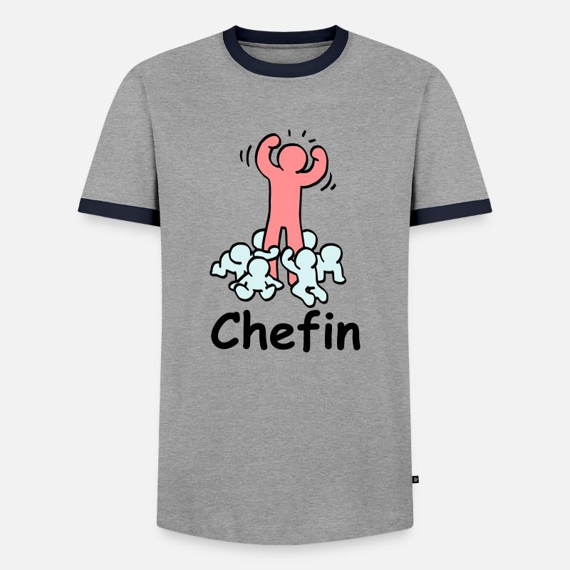 Chefin - Männer Kontrast-T-Shirt - Grau/Navy 