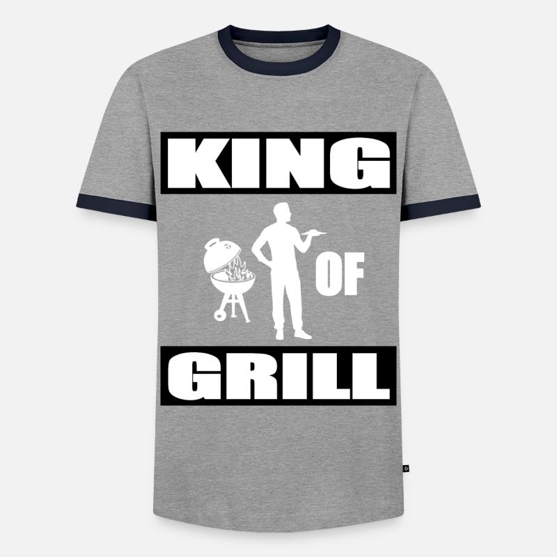 BBQ - Männer Kontrast-T-Shirt - Grau/Navy