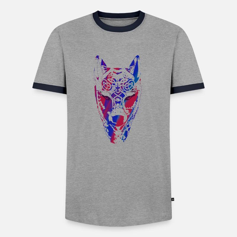 Wolf, Vikings, Teutons, Asgard, Midgard,Valhalla - Men's Ringer Shirt - grey/navy