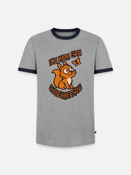 Verträumtes Eichhörnchen mit Spruch - Männer Kontrast-T-Shirt - Grau/Navy 
