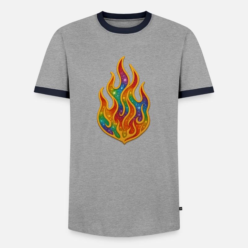 Regenbogenfeuer Patch - Männer Kontrast-T-Shirt - Grau/Navy