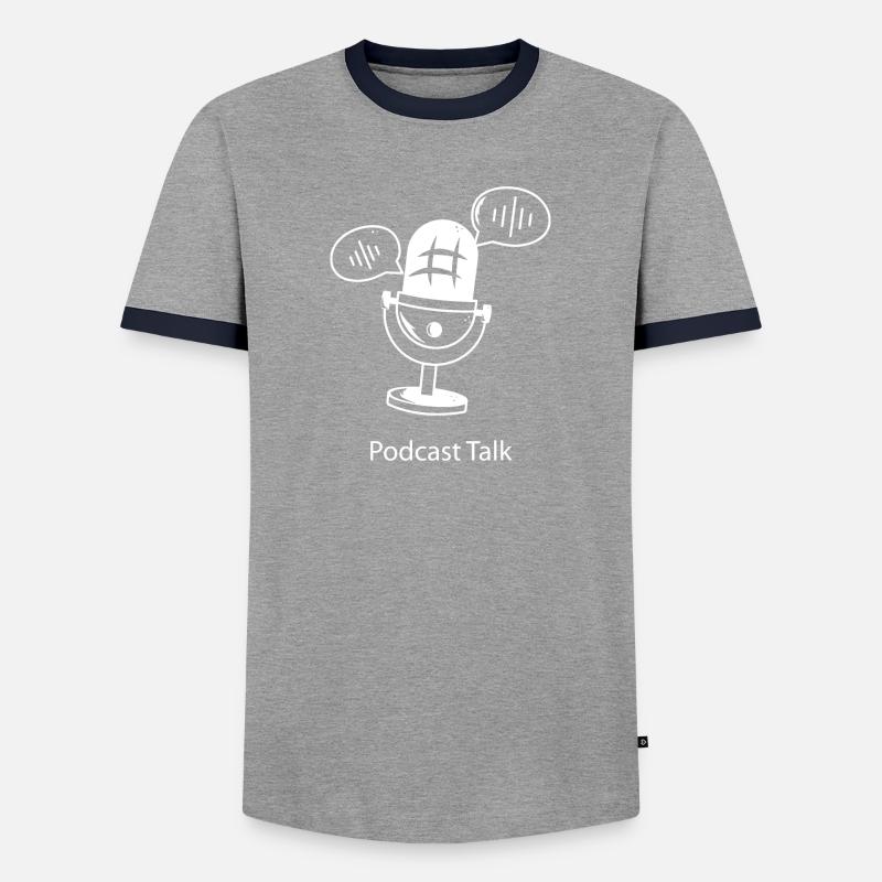 Microphone Comic Speech Bubble - Men's Ringer Shirt - grey/navy 