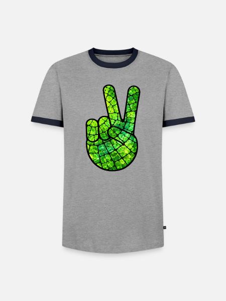 Friedenszeichenhand Grün - Männer Kontrast-T-Shirt - Grau/Navy