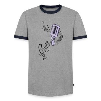 Mikrofon Musik Retro Mic - Männer Kontrast-T-Shirt - Grau/Navy  - Vorne - AI Model Female 172 light (172cm) & AI Model Male 178 light (178cm)