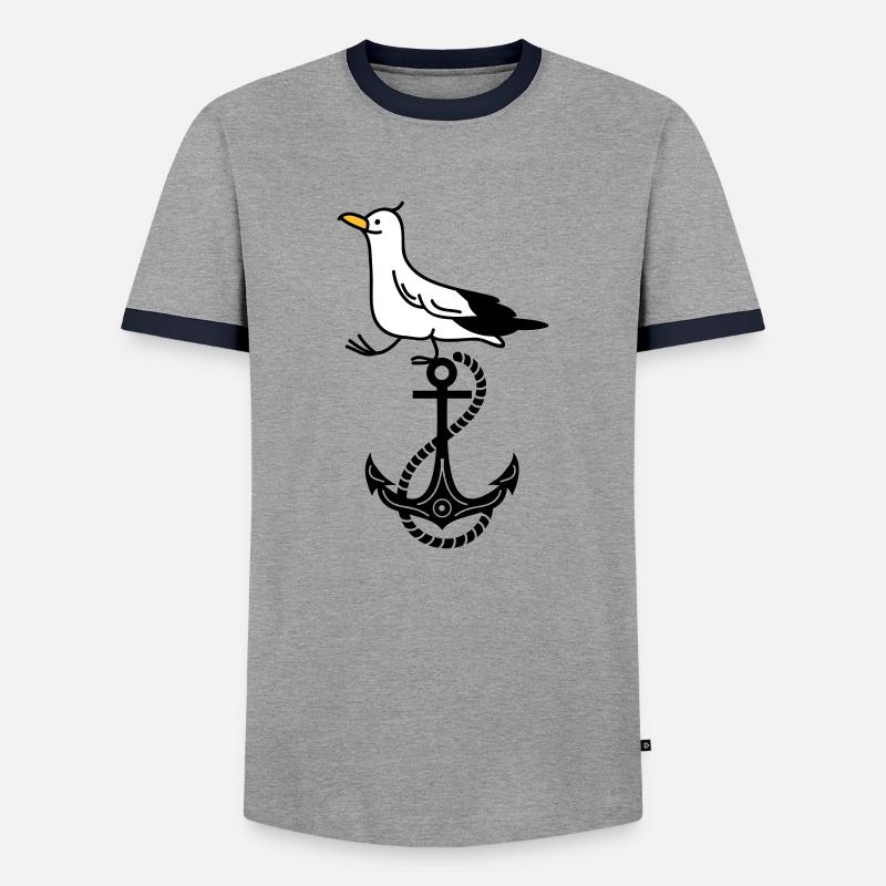 Anker und Möwe - Männer Kontrast-T-Shirt - Grau/Navy