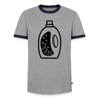 Flacon de détergent - T-shirt contrasté Homme - gris/marine  - Devant - AI Model Female 172 light (172cm) & AI Model Male 178 light (178cm)