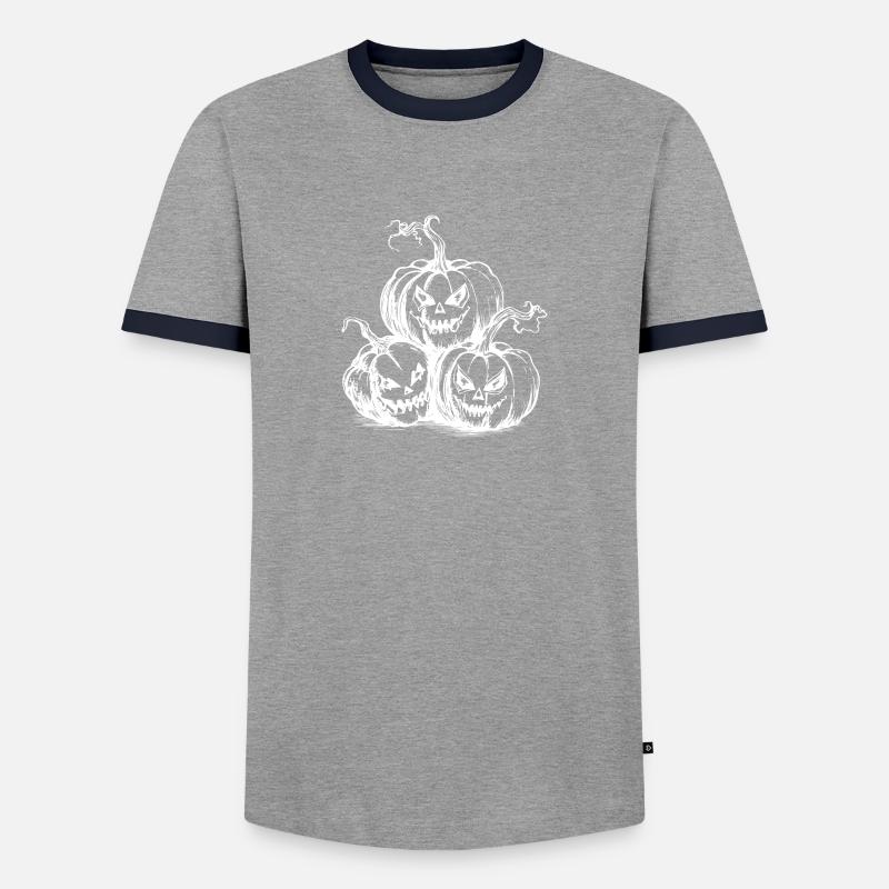 Pumpkins evil grimace - Men's Ringer Shirt - grey/navy 
