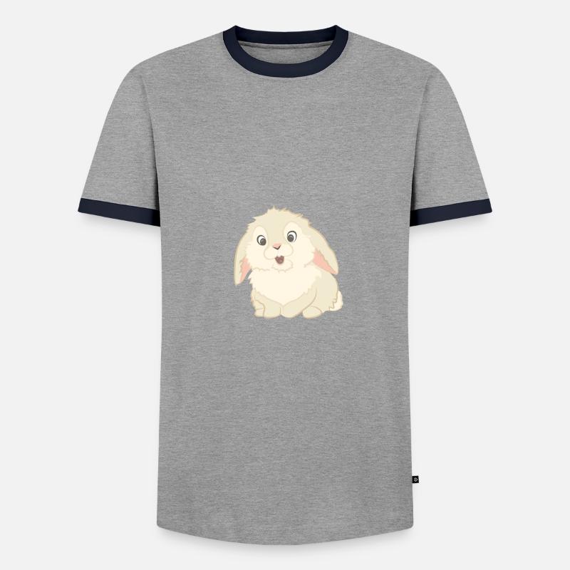 Cute rabbit as illustration - Men's Ringer Shirt - grey/navy