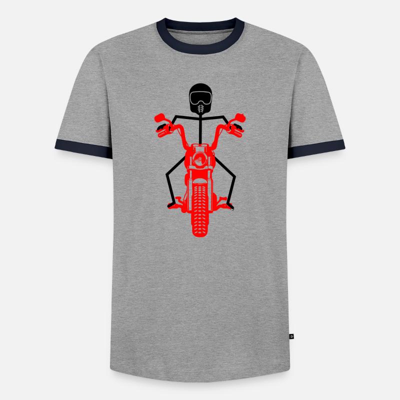 Black stickmen with red engine - Men's Ringer Shirt - grey/navy 