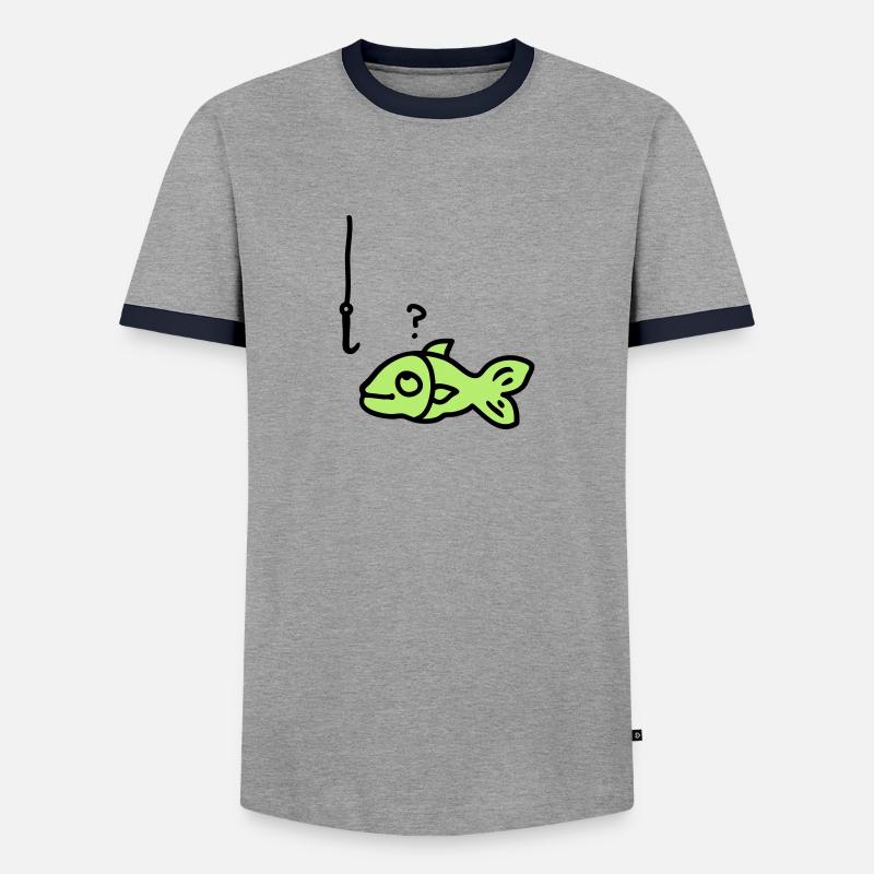 Fish fish hook - Men's Ringer Shirt - grey/navy 