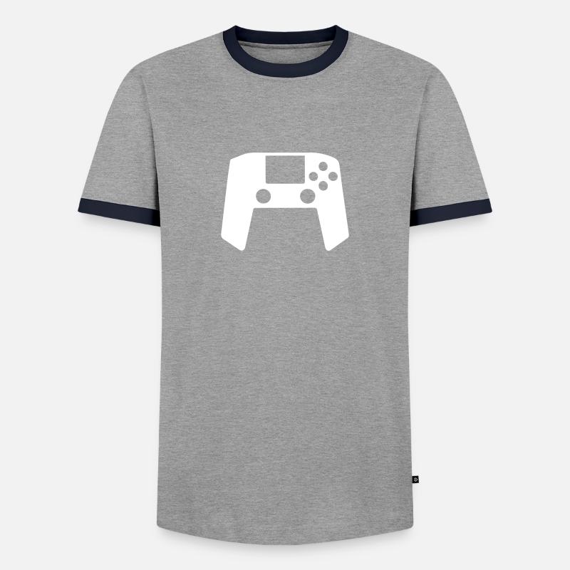 Retro Controller - Men's Ringer Shirt - grey/navy 