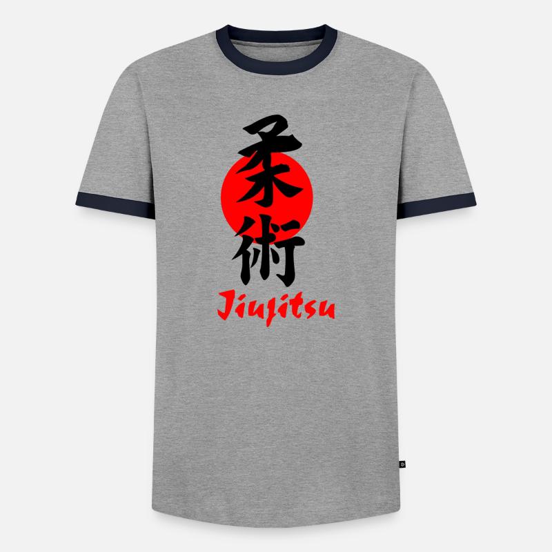 Jiujitsu Logo oder Emblem Kanji schwarz - Männer Kontrast-T-Shirt - Grau/Navy 