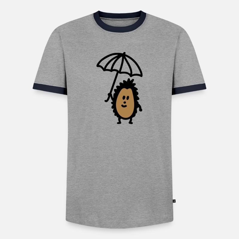 Hedgehog - Screen - Men's Ringer Shirt - grey/navy