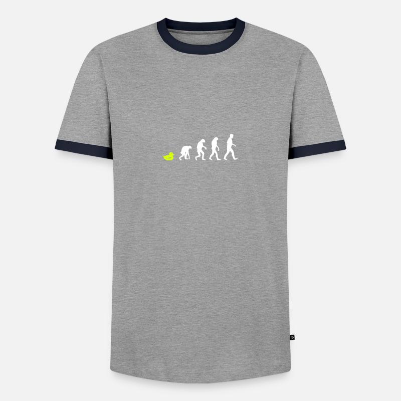 quietsche entchen evolution - Männer Kontrast-T-Shirt - Grau/Navy
