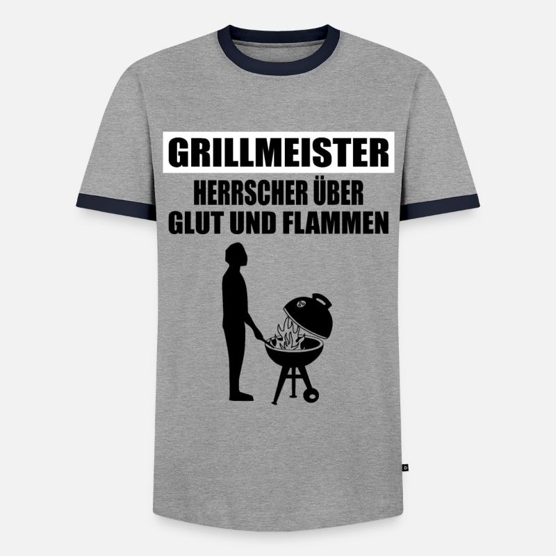 BBQ - Männer Kontrast-T-Shirt - Grau/Navy 