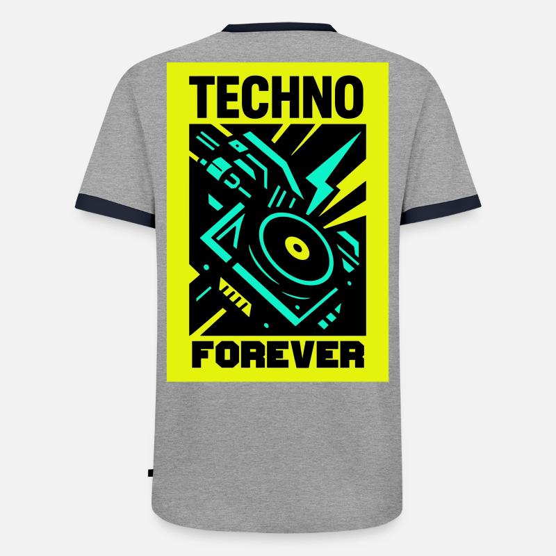 Techno Forever - Männer Kontrast-T-Shirt - Grau/Navy