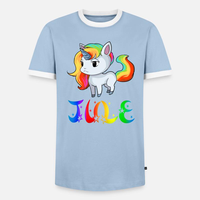 Jule Einhorn - Männer Kontrast-T-Shirt - Hellblau/Weiß 