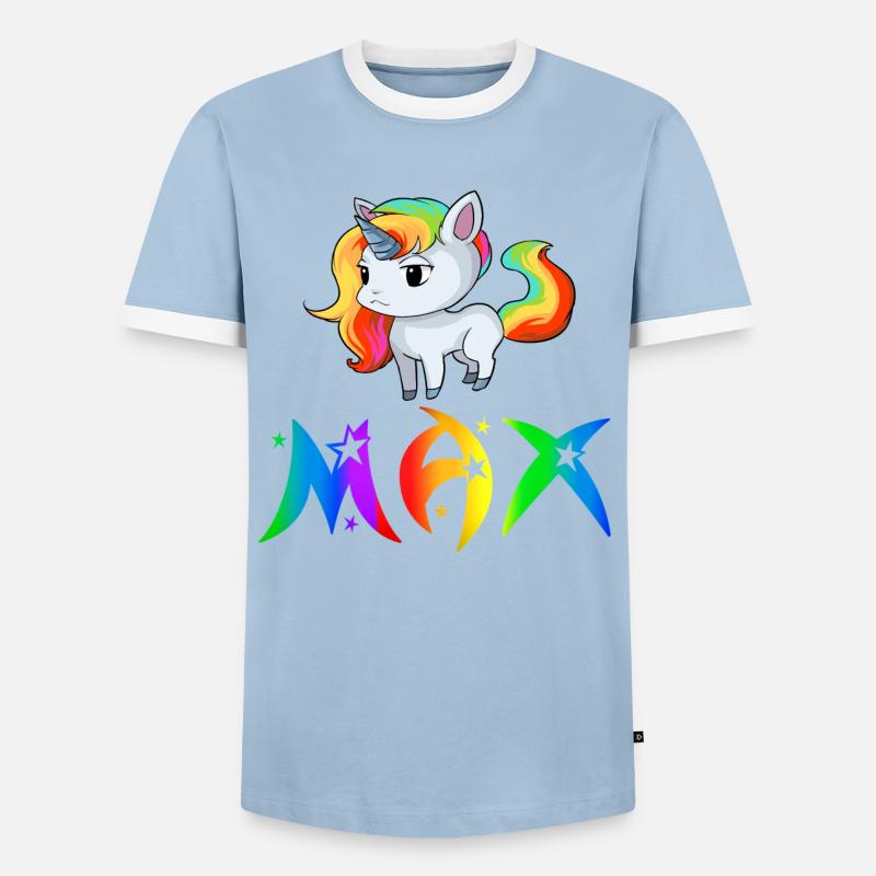 Einhorn Max - Männer Kontrast-T-Shirt - Hellblau/Weiß 