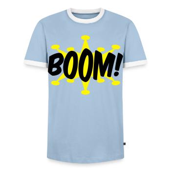 Boom - Männer Kontrast-T-Shirt - Hellblau/Weiß  - Vorne - AI Model Female 172 light (172cm) & AI Model Male 178 light (178cm)