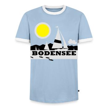 Bodensee Segeltraum - Männer Kontrast-T-Shirt - Hellblau/Weiß  - Vorne - AI Model Female 172 light (172cm) & AI Model Male 178 light (178cm)