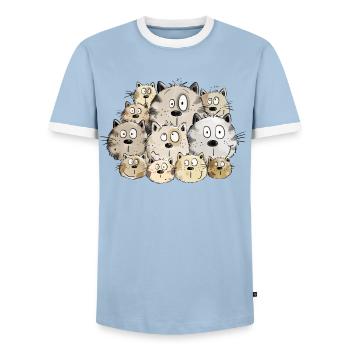 Funny cats I kitten cat gift I miss - Men's Ringer Shirt - light blue/white  - Front - AI Model Female 172 light (172cm) & AI Model Male 178 light (178cm)
