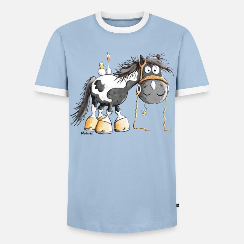 Schecki Schecke - Männer Kontrast-T-Shirt - Hellblau/Weiß