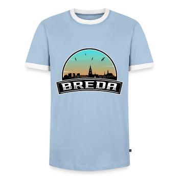 Breda Niederlande Skyline Dutch Souvenir - Männer Kontrast-T-Shirt - Hellblau/Weiß  - Vorne - AI Model Female 172 light (172cm) & AI Model Male 178 light (178cm)