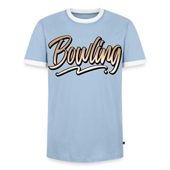 Bowling - Männer Kontrast-T-Shirt - Hellblau/Weiß  - Vorne - AI Model Female 172 light (172cm) & AI Model Male 178 light (178cm)
