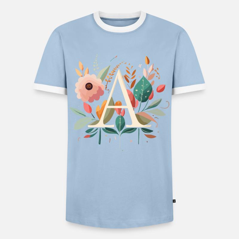 A Typografie mit Blumen - Männer Kontrast-T-Shirt - Hellblau/Weiß 