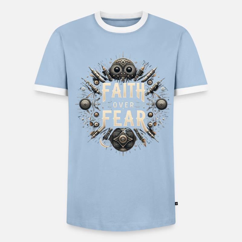 Glaube über Angst Steampunk - Männer Kontrast-T-Shirt - Hellblau/Weiß